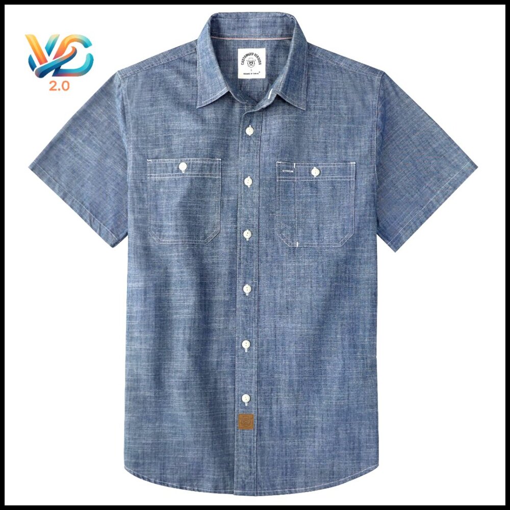 Lightweight Chambray Button Down Shirt Classic Ca… - image 1